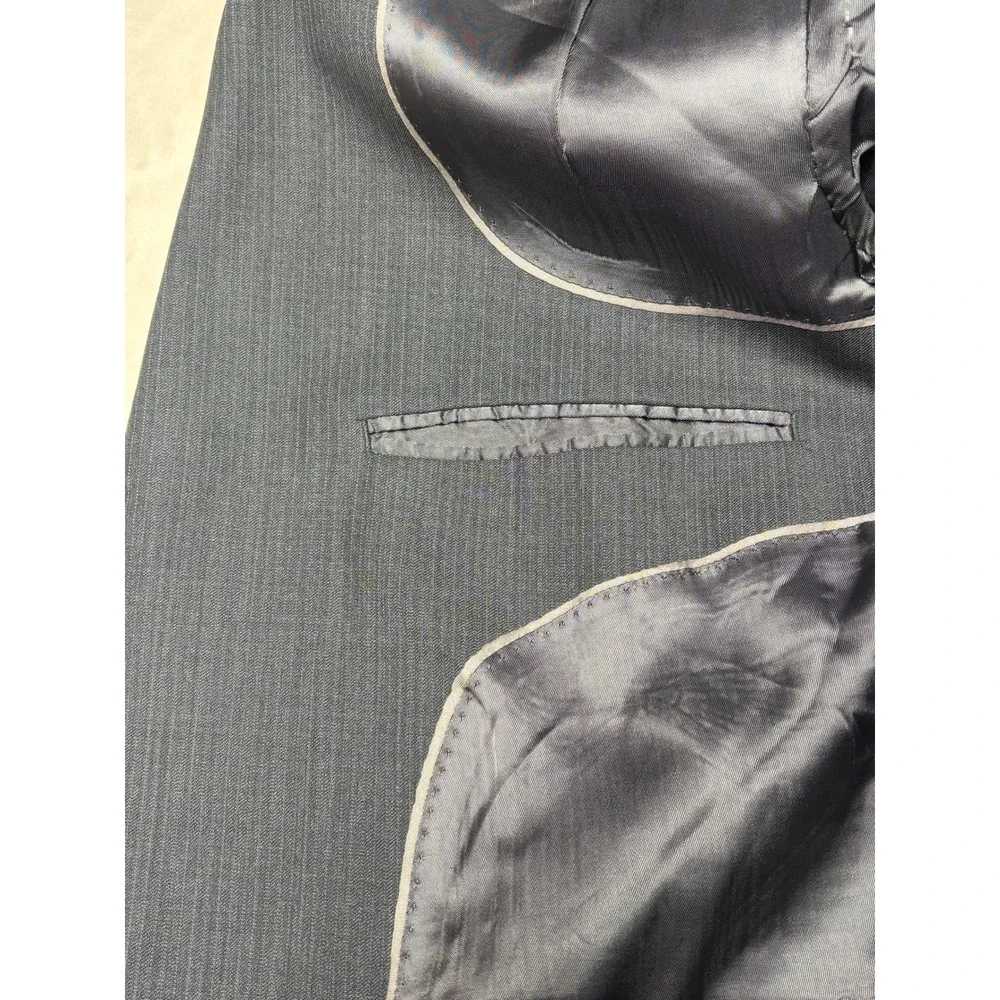 Brooks Brothers 346 Mens Suit 43R 36X28 Charcoal Gray Pinstripe Wool Stretch 2Pc